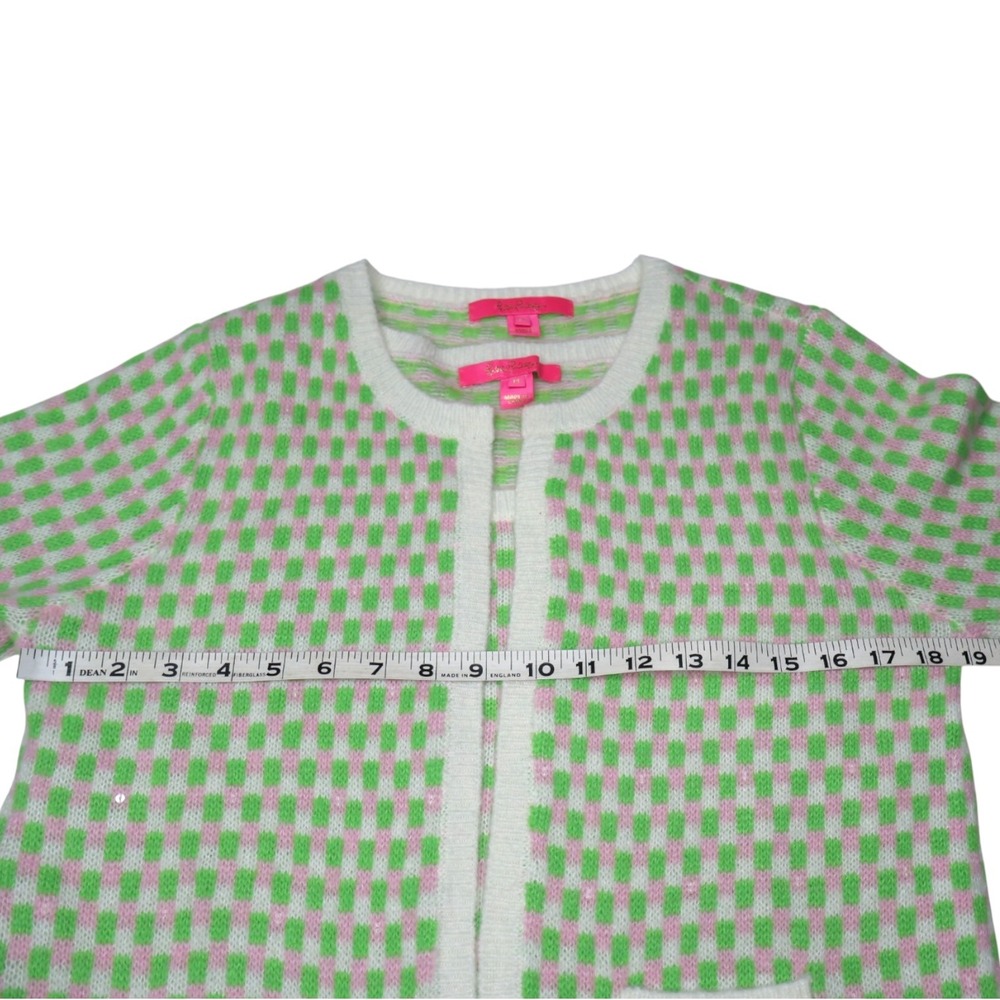 LILLY PULITZER Viera Sweater Set Orb Green Check Jacquard Size Medium - Picture 13 of 14
